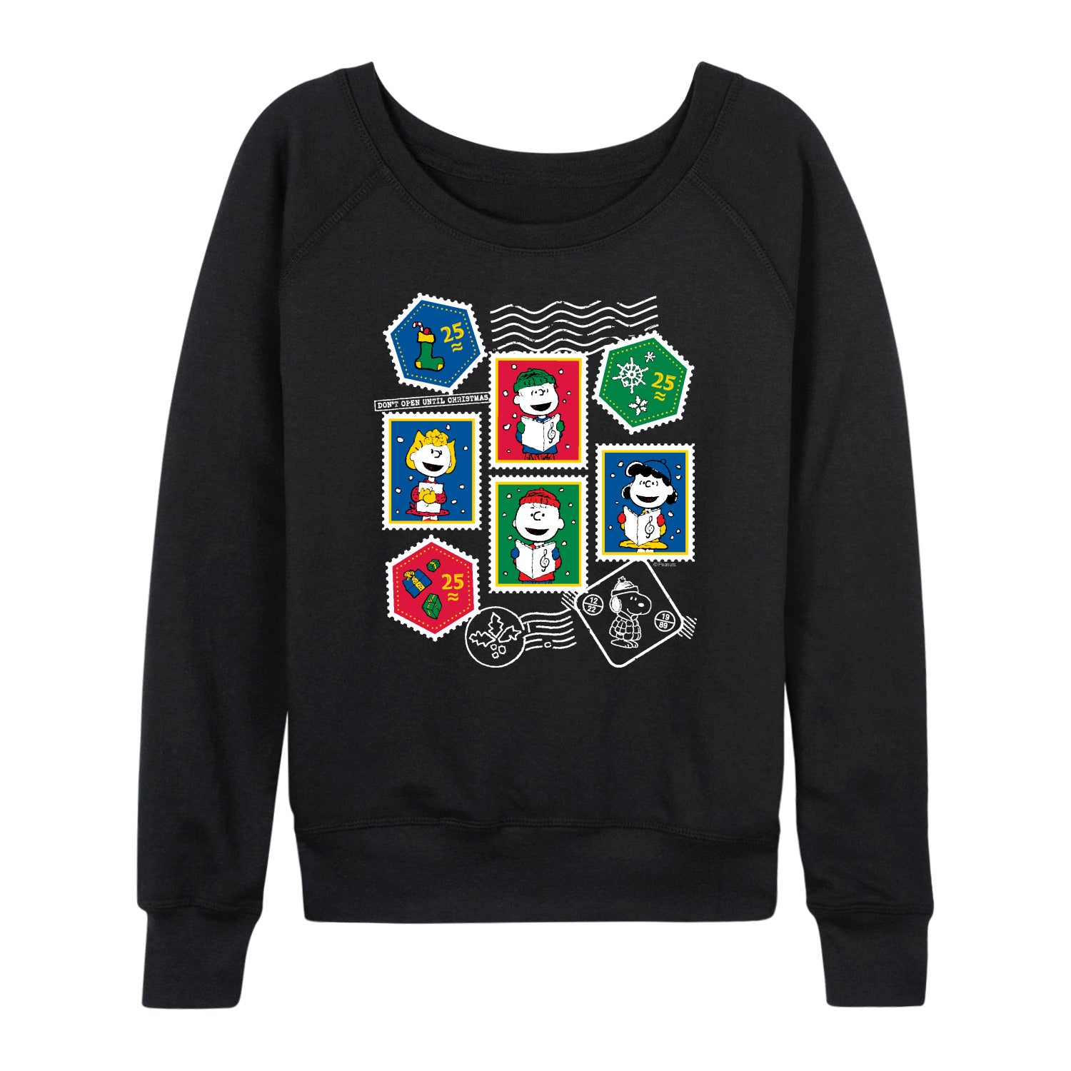 Peanuts - Christmas Stamps - Women's French Terry Long Sleeve Pullover