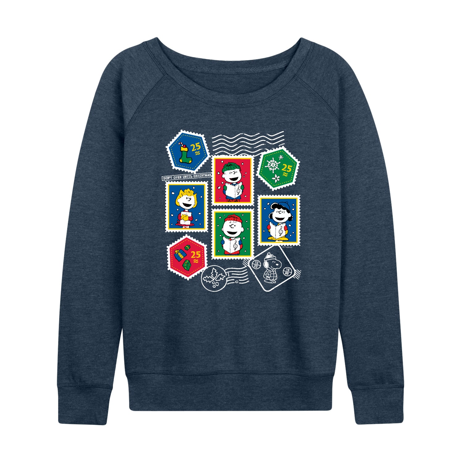Peanuts - Christmas Stamps - Women's French Terry Long Sleeve Pullover - Image 3