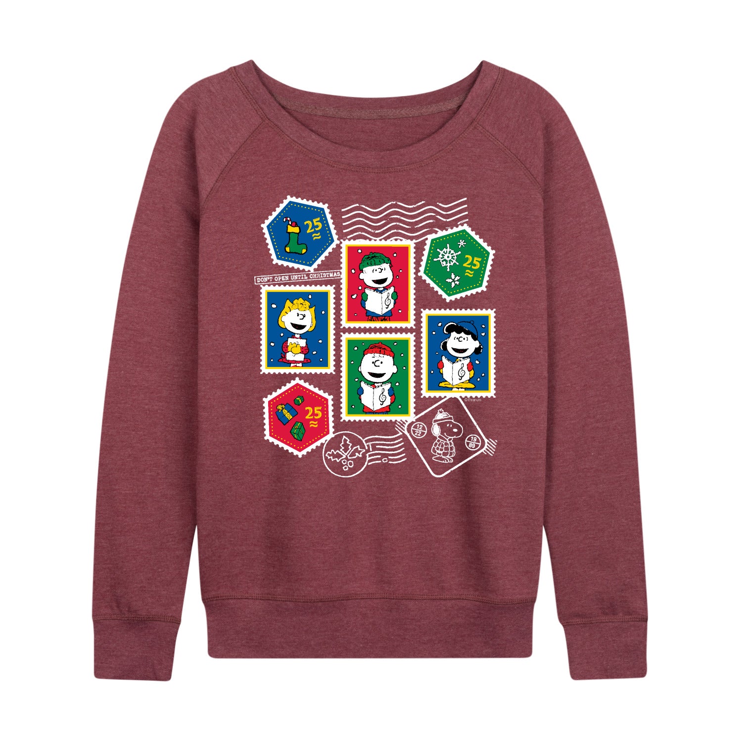 Peanuts - Christmas Stamps - Women's French Terry Long Sleeve Pullover - Image 5