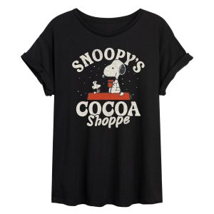 Peanuts - Snoopys Cocoa Shoppe - Womens Oversized Graphic T-Shirt