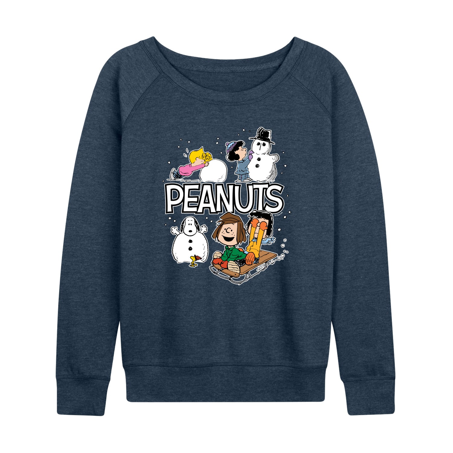 Peanuts - Winter Stickers - Women's French Terry Long Sleeve Pullover - Image 3