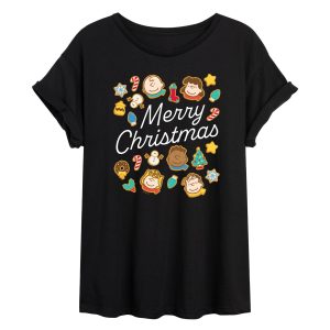 Peanuts - Merry Christmas Cookies - Womens Oversized Graphic T-Shirt