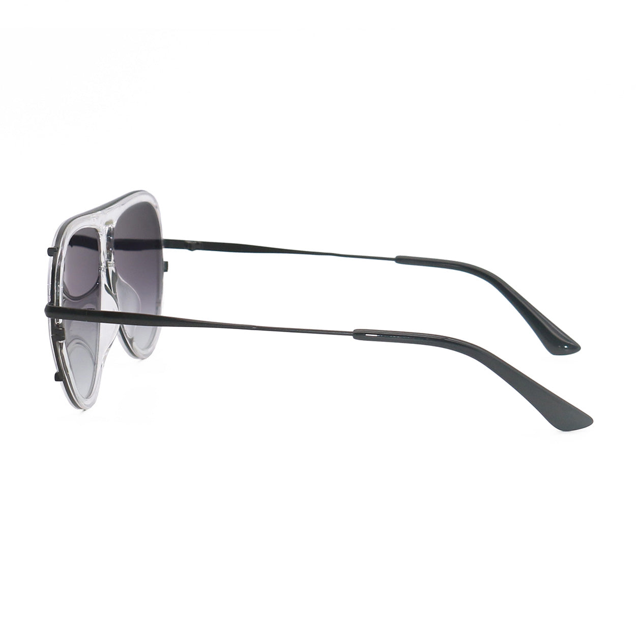 TopFoxx Ivy Luxe - Clear Black Tangle-Free Unisex Round Aviator Sunglasses - Image 6