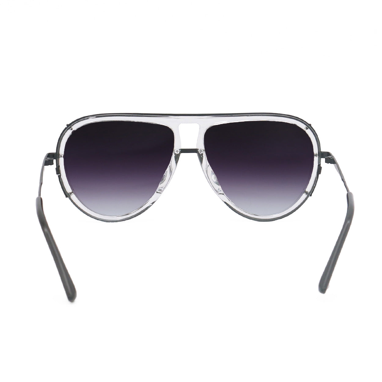 TopFoxx Ivy Luxe - Clear Black Tangle-Free Unisex Round Aviator Sunglasses - Image 8