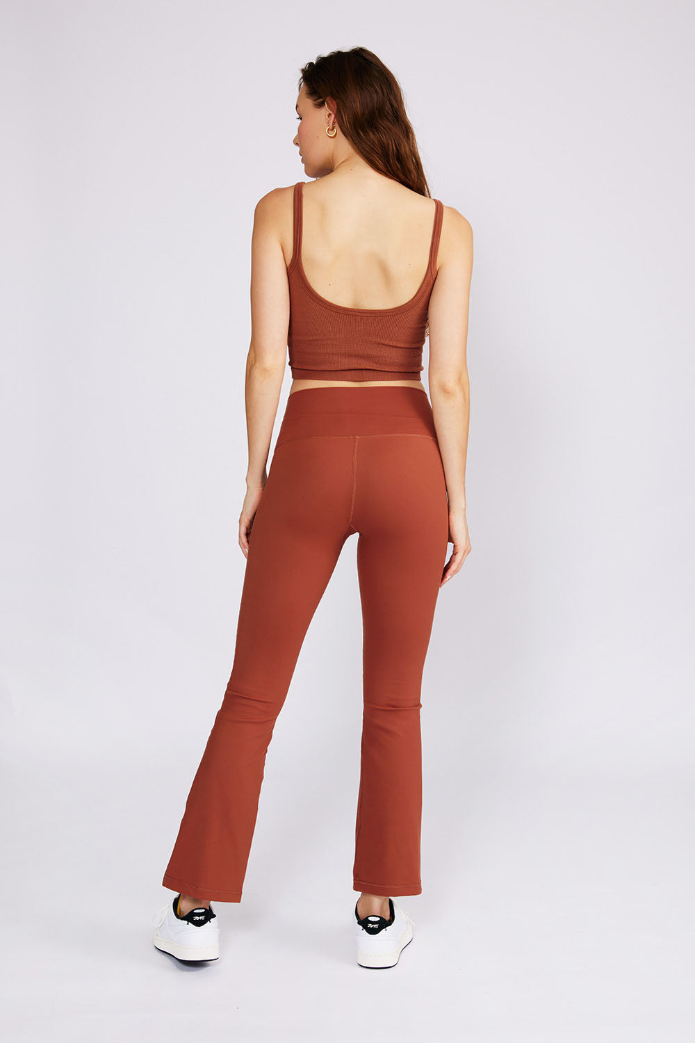 Cream Yoga Women's Julia Front-Slit Flare Pants Rust - Image 4