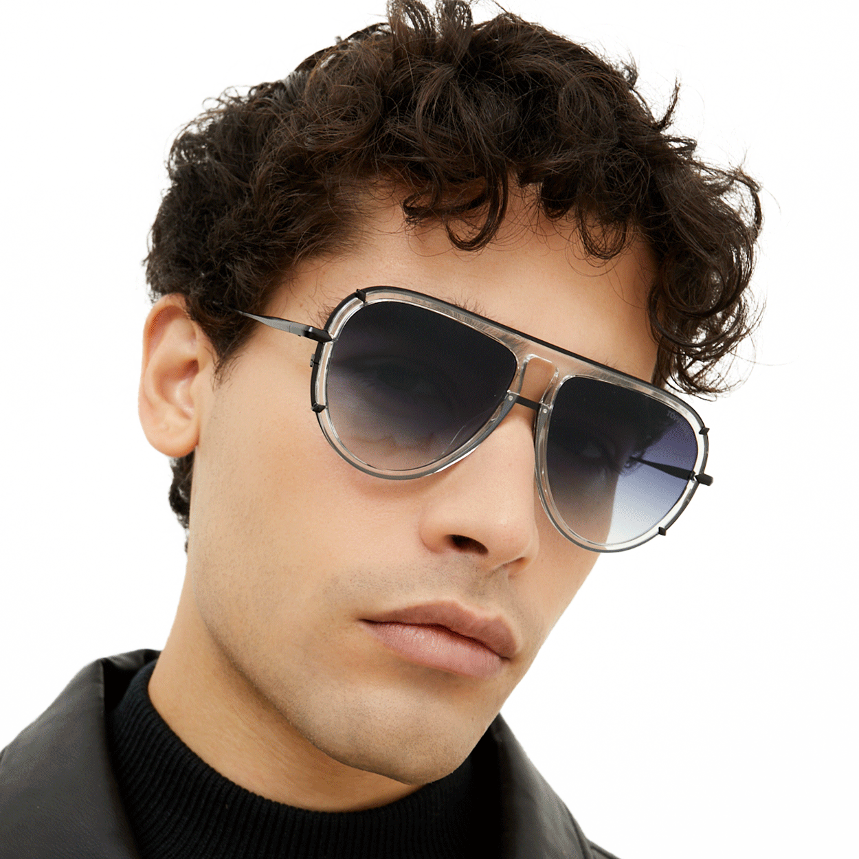 TopFoxx Ivy Luxe - Clear Black Tangle-Free Unisex Round Aviator Sunglasses - Image 3