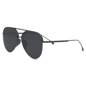 TopFoxx Smaller Megan 2 Jet Black- Tangle Free Unisex Aviator Sunglasses