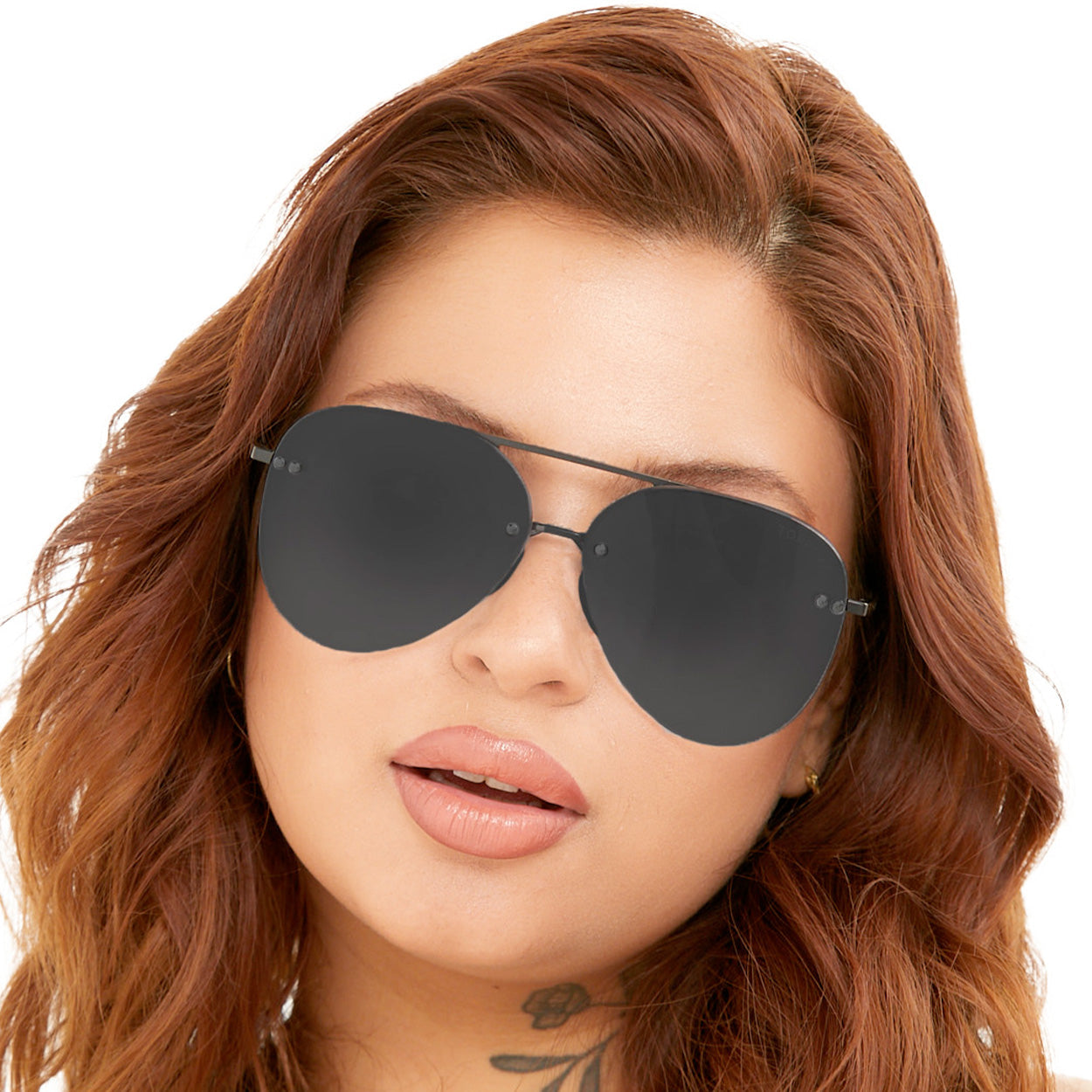 TopFoxx Smaller Megan 2 Jet Black- Tangle Free Unisex Aviator Sunglasses - Image 5