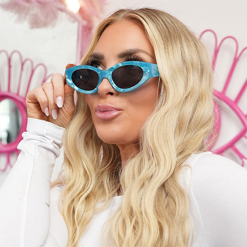 TopFoxx Kat x Money Moves - Blue Women's Cateye Sunglasses - Image 4