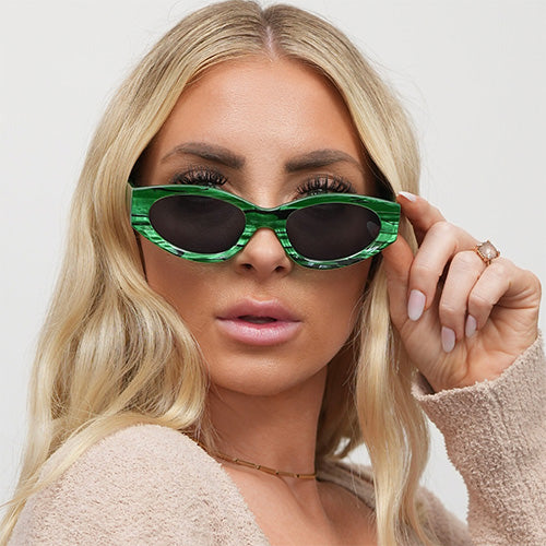 TopFoxx Kat x Money Moves - Green Women's Cateye Sunglasses - Image 3