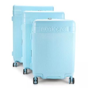 Roberto Cavalli Luxury 3 Piece Luggage Set. Expandable Hard Shell Suitcases with 8 Spinner Wheels
