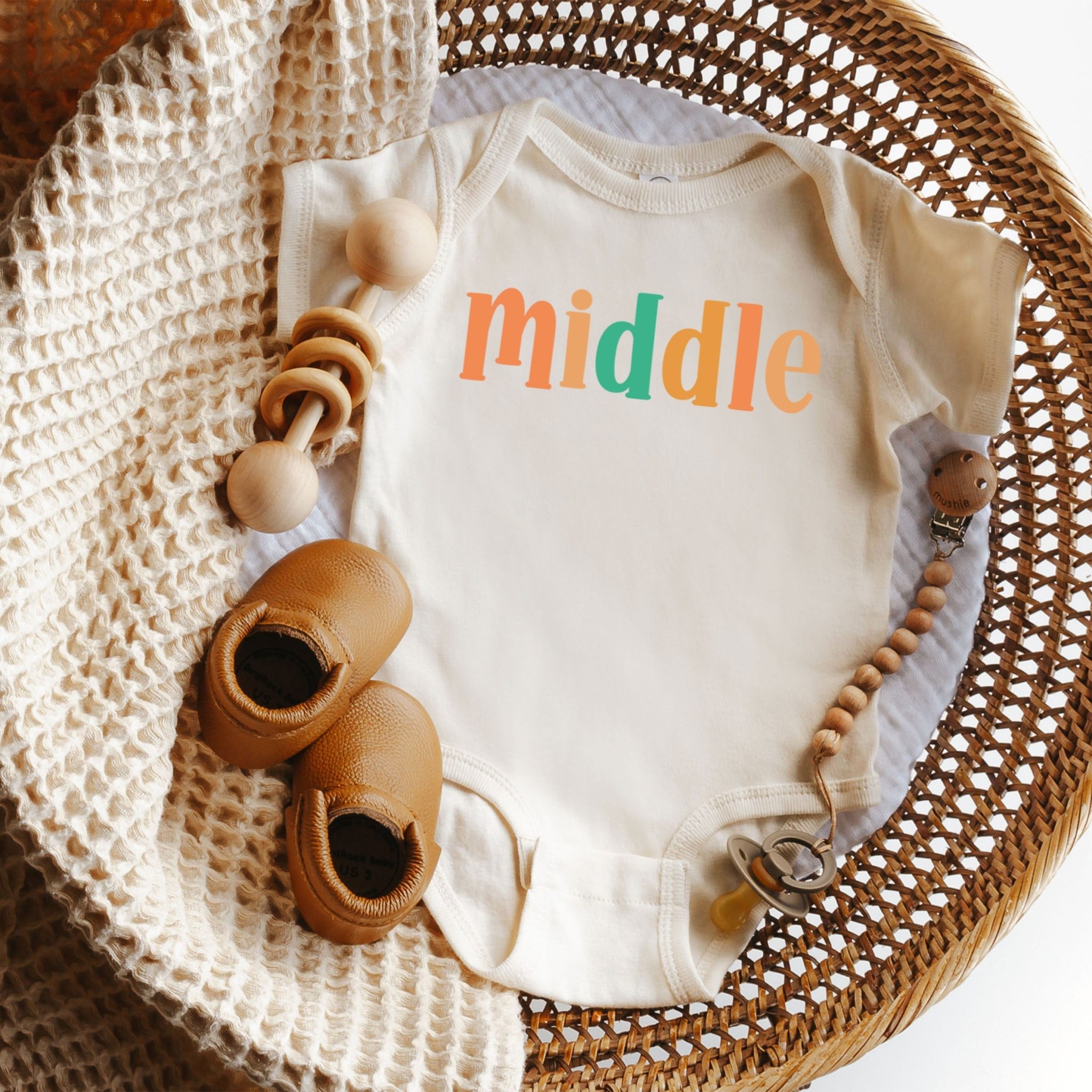 The Juniper Shop Baby Middle Colorful Graphic Short Sleeve Onesie