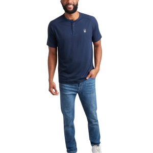 Spyder Men's Short Sleeve Henley - Navy