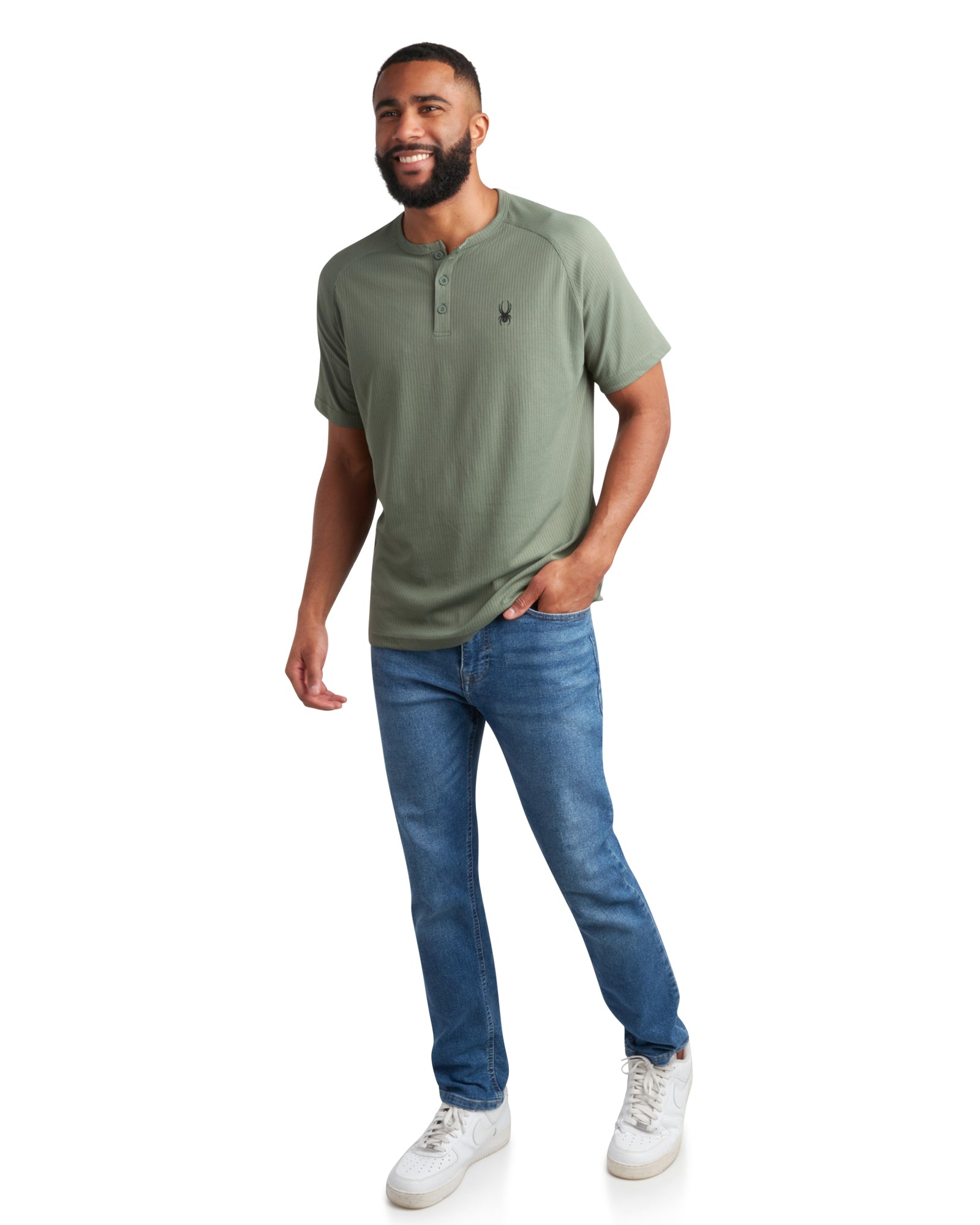 Spyder Men's Short Sleeve Henley - Spruce Green - Image 3