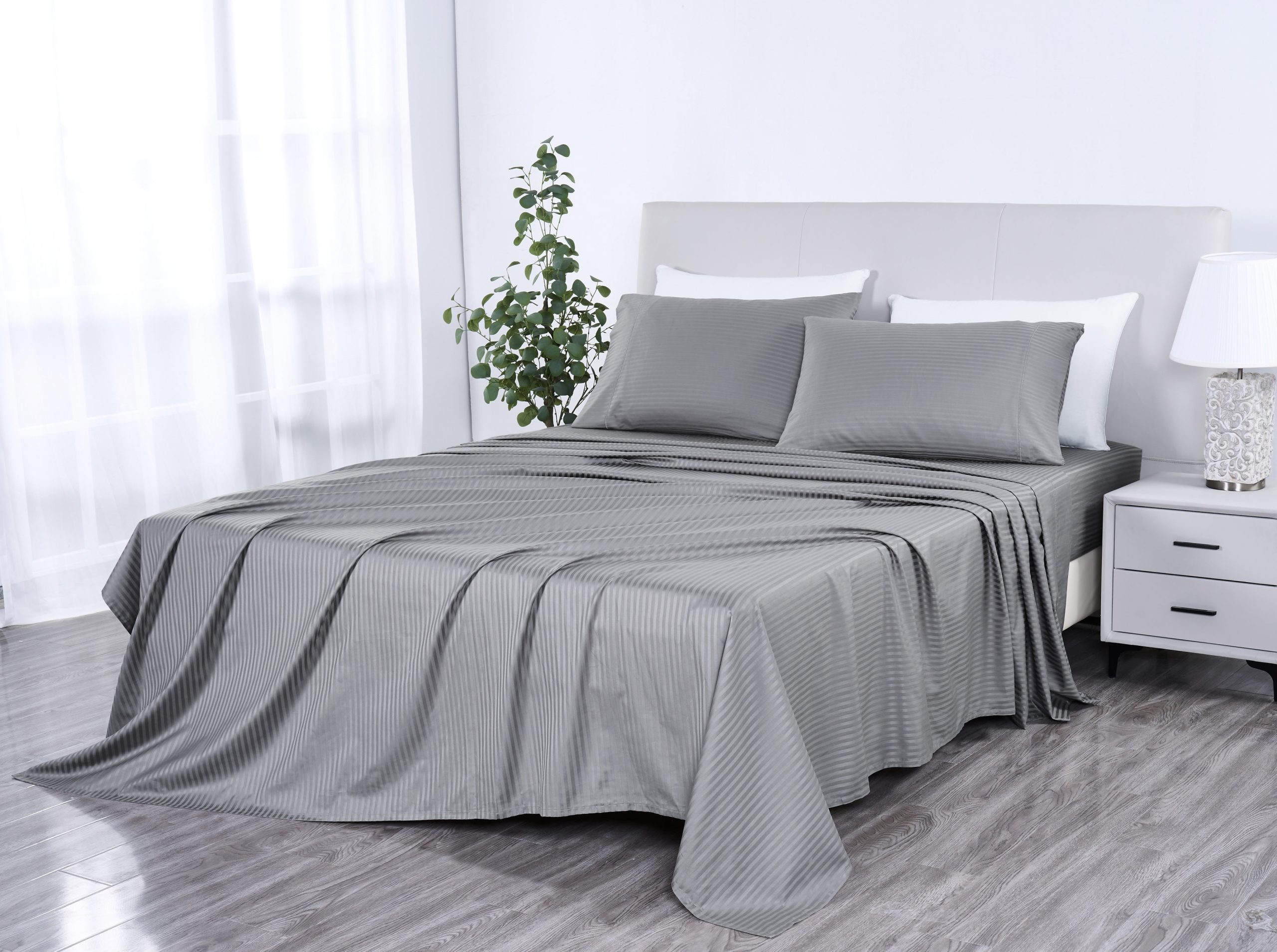 Kathy Ireland 500 Thread Count Damask Stripe Sheet Set with Optifit - Image 2