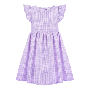 Sunshine Swing Girl's Gingham Angel-Sleeve A-Line Dress