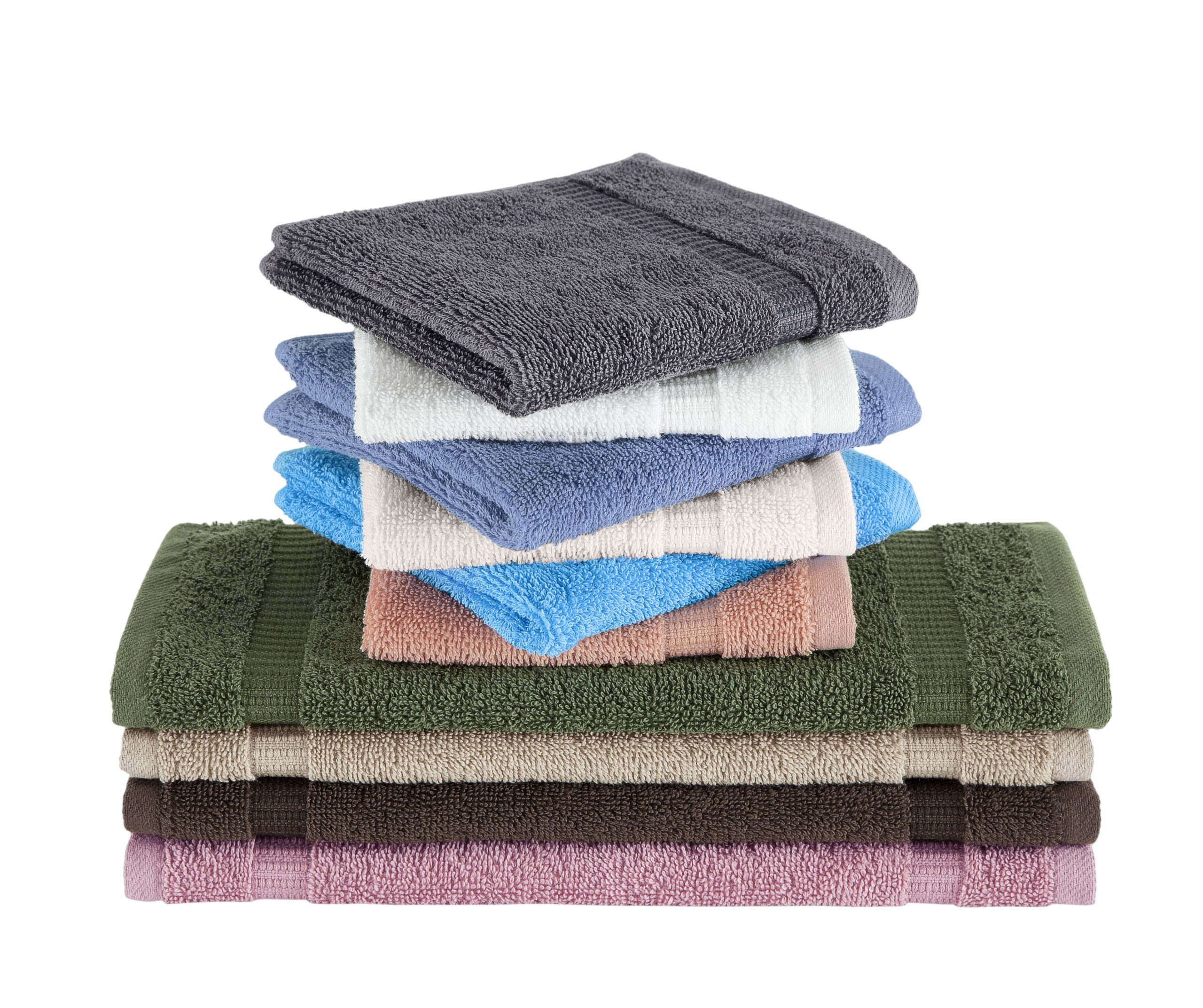 Classic Turkish Towels Villa Turkish Cotton Hotel Collection Washcloths - 12 Pieces