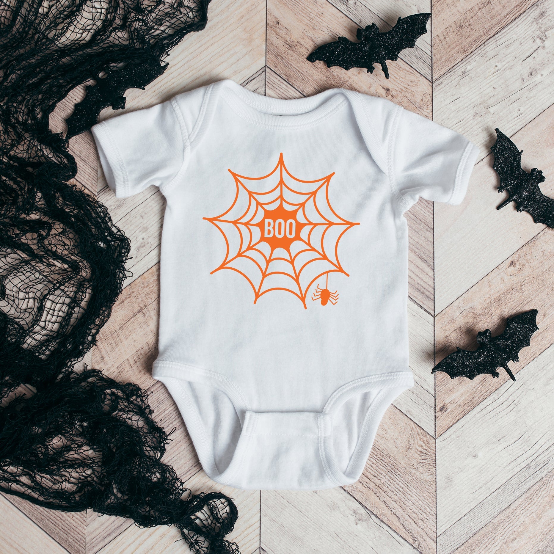 The Juniper Shop Baby Boo Web Baby Graphic Short Sleeve Onesie - Image 3