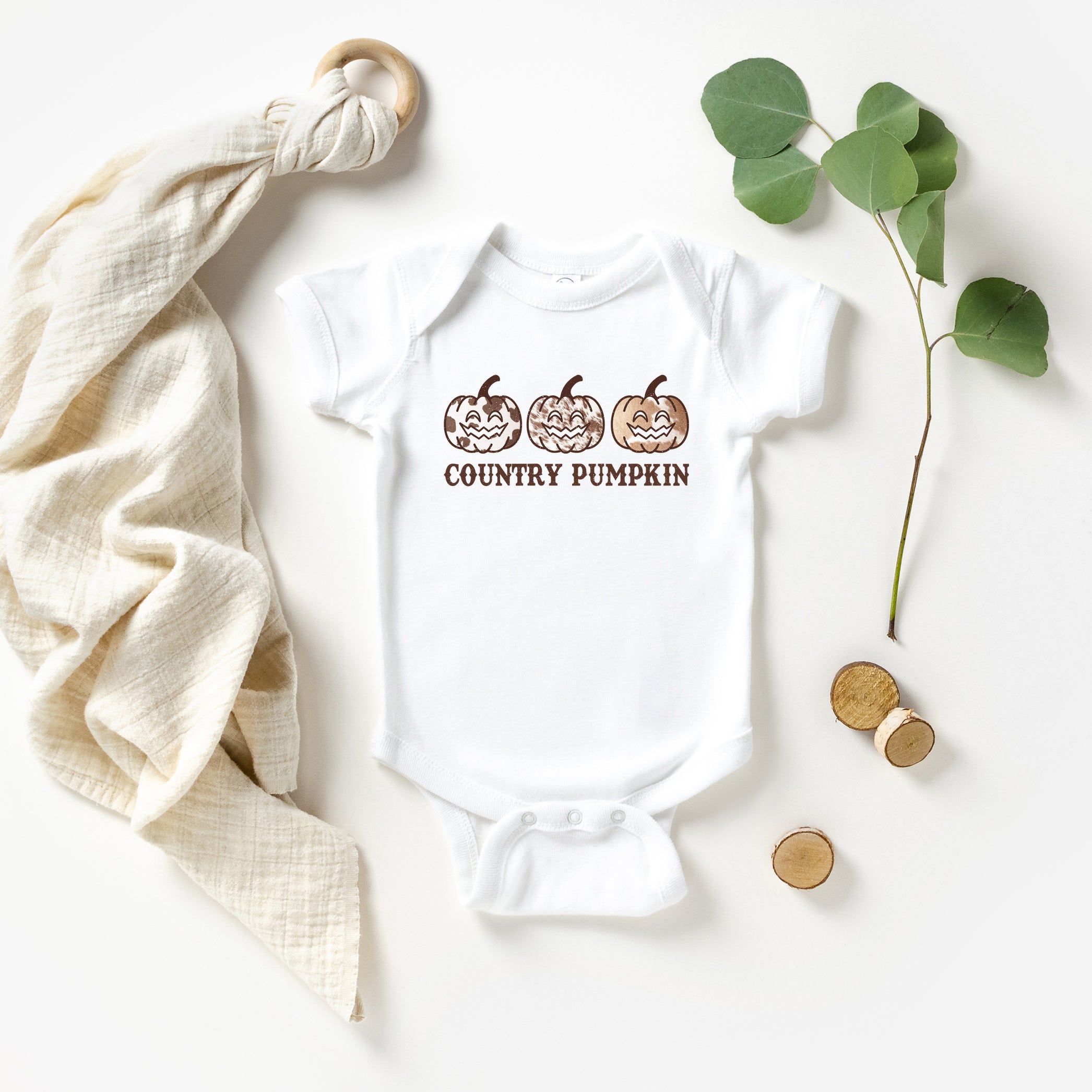 The Juniper Shop Baby Country Pumpkin Graphic Short Sleeve Onesie - Image 3