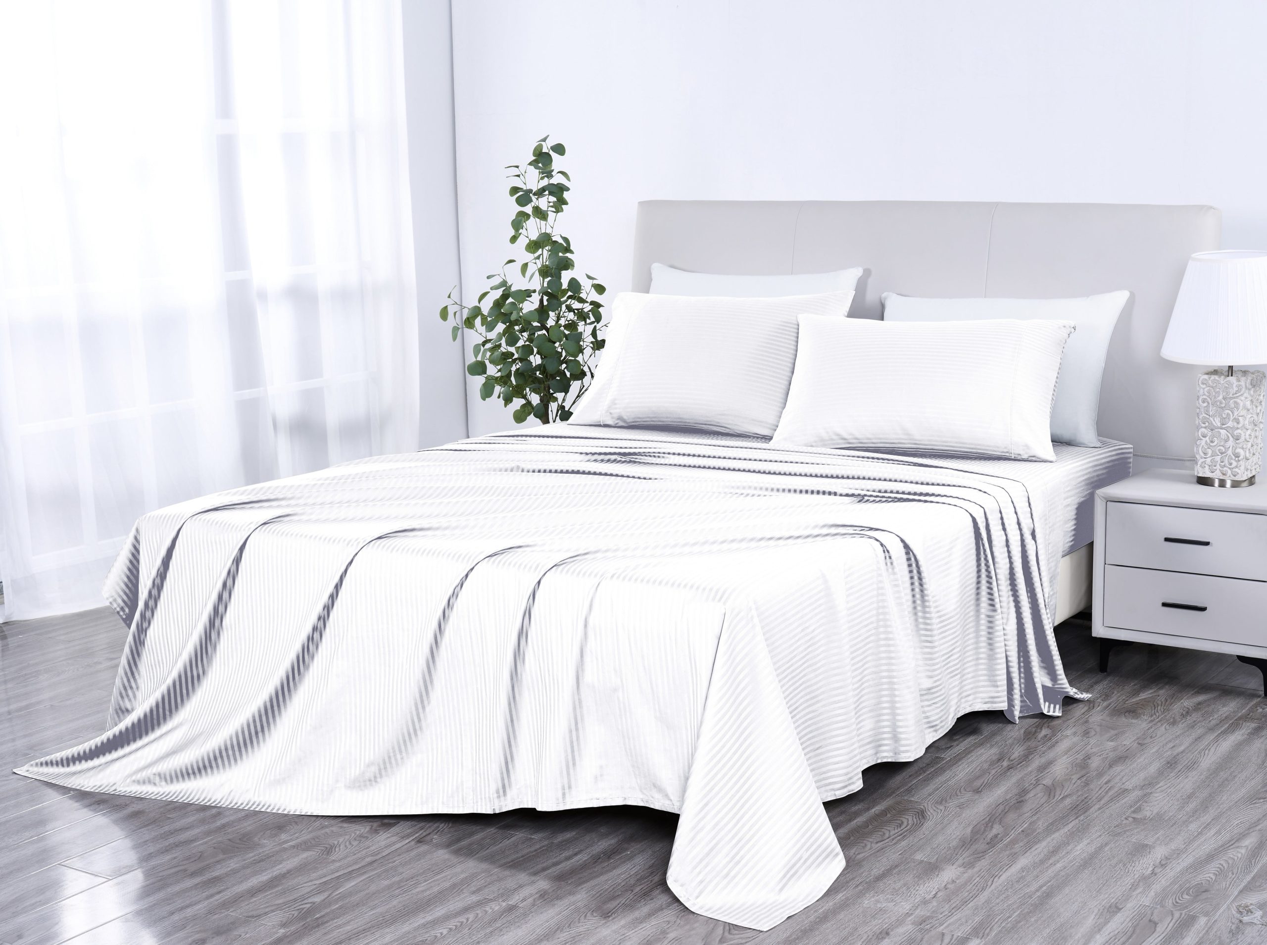 Kathy Ireland 500 Thread Count Damask Stripe Sheet Set with Optifit