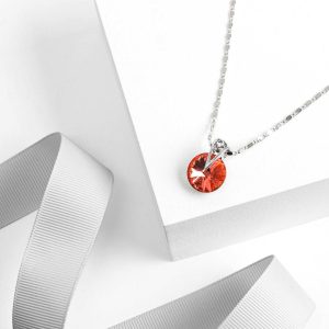 Crystal Padparadcha Rivoli Pendant Necklace with Swarovski Crystals by callura