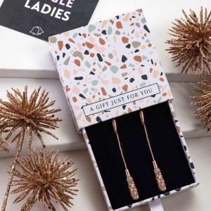 Don't AsK Rose Goldtone CZ Chain Drop Earrings