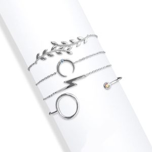 callura - Stackable Set of 4 Bracelets & Bangles - made with Swarovski Crystals in Silver Lightening & Moon