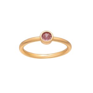 callura Goldtone CZ Birthstone Stackable Solitaire Ring ?C October Pink Tourmaline