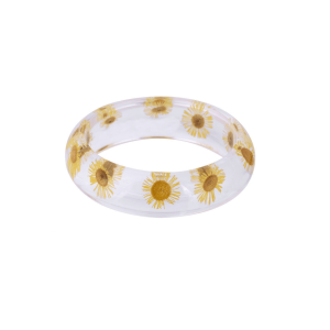 Don't AsK Floral Transparent Cuff Bracelet ?C Clear Resin Cuff with Daisy Dried Flowers