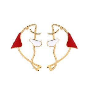 Don't AsK Goldtone Red Fish Stud Earrings ?C Cute Nautical Studs