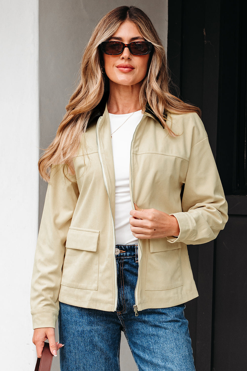 Phoebe Textured Zip Up Jacket by Threaded Pear