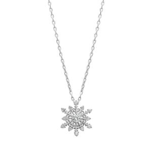 callura Sparkly Snowflake Necklace Stainless Steel with CZ Pendant