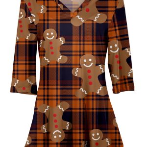 Lily by Firmiana Women's  Gingerbread & Candy Cookie Holiday Print