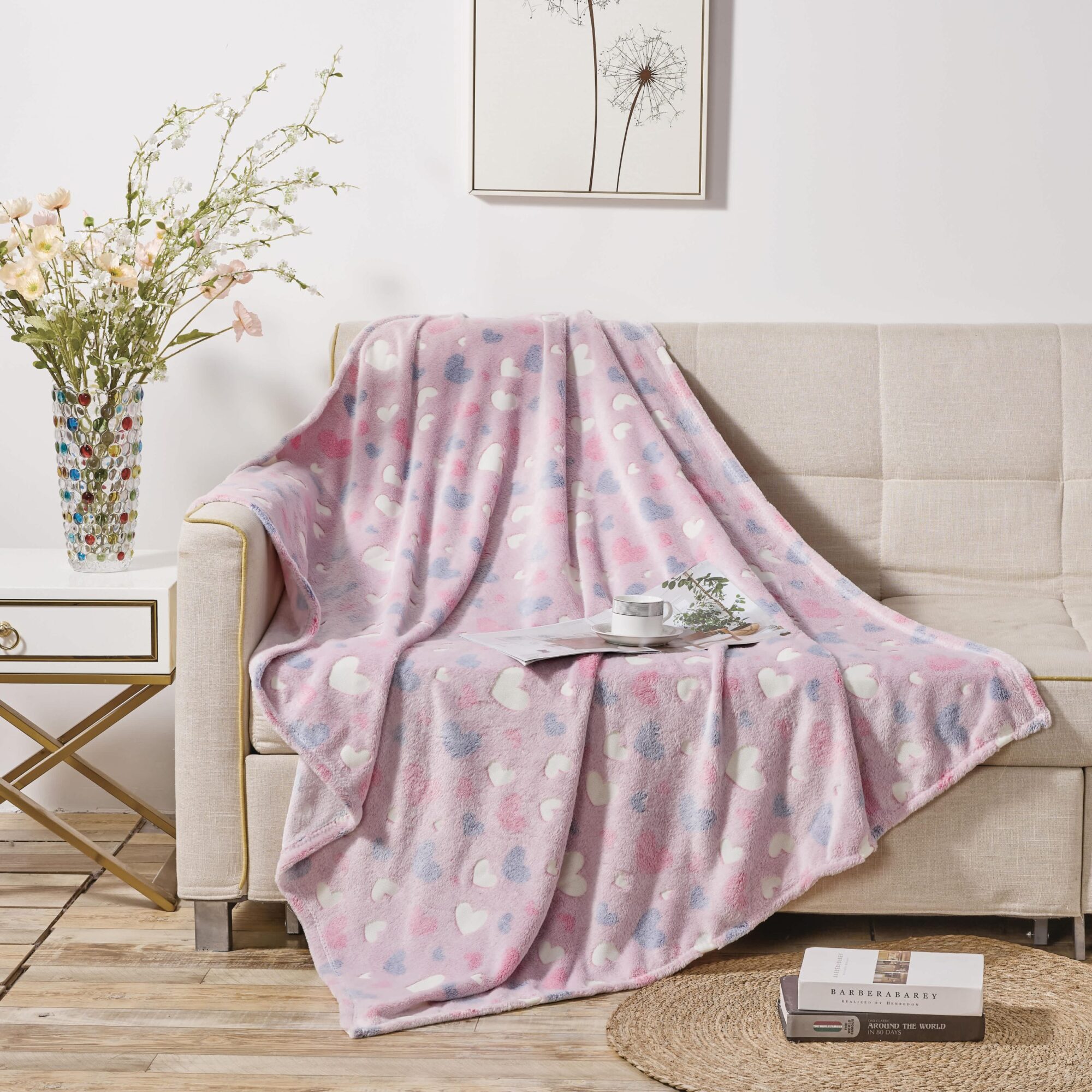 SHD-Glow- Pink Hearts Blanket
