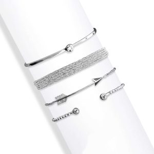 callura - Stackable Set of 4 Bracelets & Bangles - made with Swarovski Crystals in Silver Arrow and Bangle