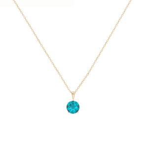 callura Timeless Stainless & Goldtone Cubic Zirconia Birthstone Solitaire Pendant Necklace ?C December Turquoise Blue