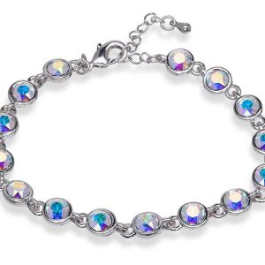 Aurora Borealis Swarovski Crystal Bracelet ?C Purple Blue Shade Tennis Bracelet With Swarovski Crystals