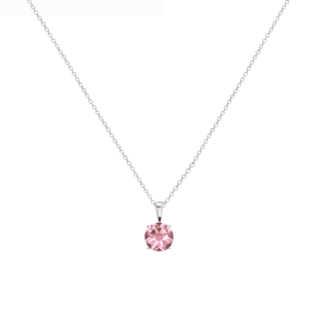 callura Timeless Silvertone Cubic Zirconia & Stainless Steel Birthstone Solitaire Pendant Necklace ?C October Rose Opal