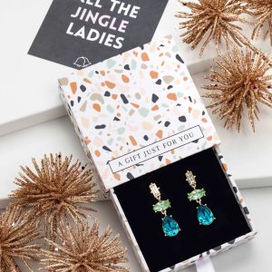 Don't AsK Blue-Green Crystal Teardrop Drop Earrings