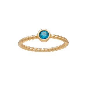 callura Goldtone Twisted CZ Birthstone Solitaire Ring ?C December Blue Topaz