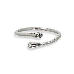 Timeless Bypass Adjustable Ring with Swarovski Crystals in Silvertone - Image 4
