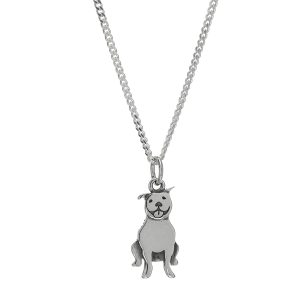 Sterling Silver Pitbull Pendant Necklace