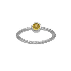 callura Silvertone Twisted CZ Birthstone Solitaire Ring ?C November Citrine