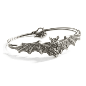 Silvertone Bat Bangle Bracelet