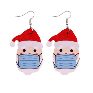 Don't AsK Red Blue Mask Santa Drop Earrings ?C Festive Holiday Jewellery for Women