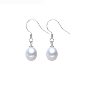 White Teardrop Freshwater Pearl Drop Earrings