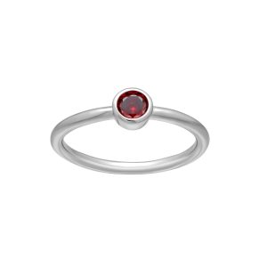 callura Silvertone CZ Birthstone Stackable Solitaire Ring ?C January Garnet
