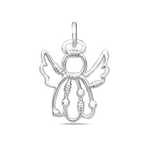 Vera & Co Women Sterling Silver Angel with Halo and Cutout Charm Necklace 18 inches