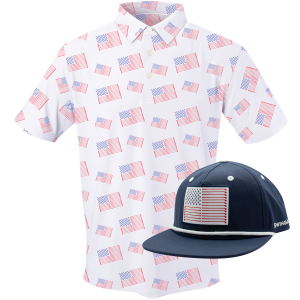 SwingJuice Men's Golf Flag Polo & Rope Hat Bundle