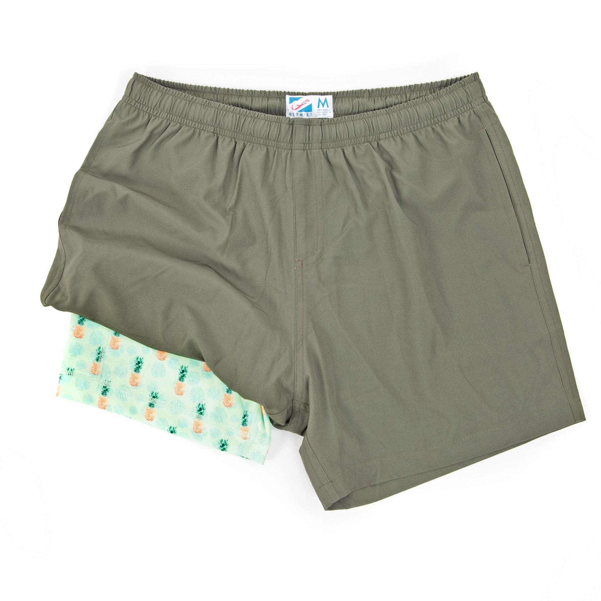 Bermies Green Pineapples Swim Trunks